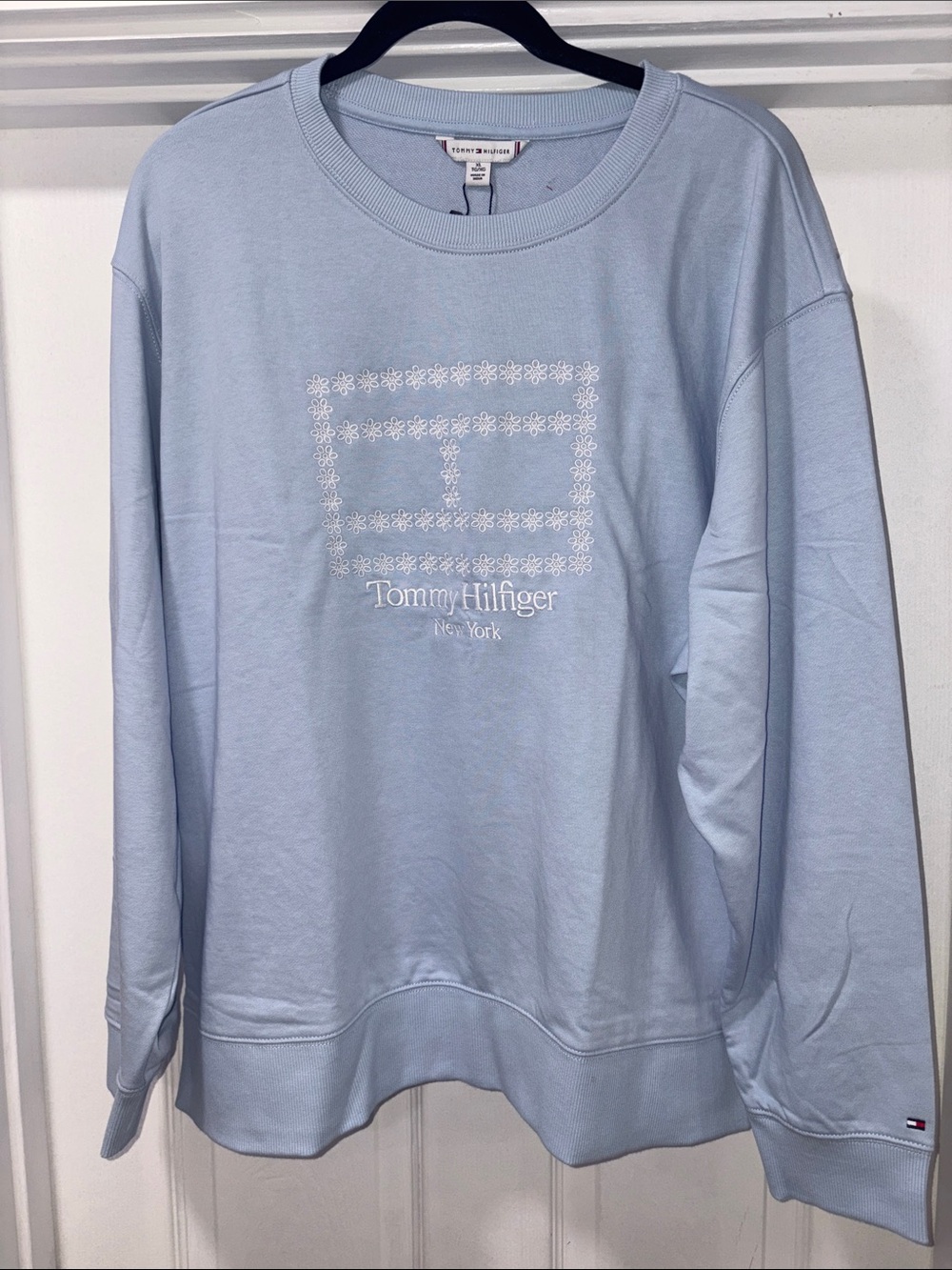 Tommy Hilfiger Pastel Blue Floral Logo Crewneck Sweatshirt